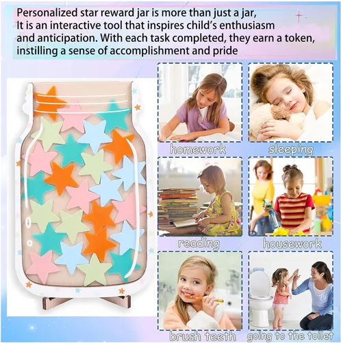 Miniatura 2 de Tarro de recompensa personalizado, tarro de recompensa magnético con estrellas para el aula, herramientas de gestión del comportamiento en el aula