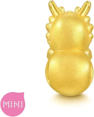 Miniatura 4 de CHOW SANG SANG 999 24K oro sólido mini encanto dragón de la suerte con moneda pulsera para mujer 94299C, Metal