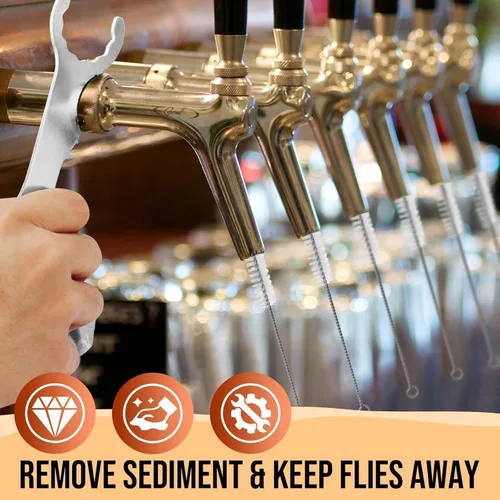 Miniatura 6 de 2 cepillos de grifo de cerveza de limpieza larga para grifo de cerveza de barril, con 3 tapones de grifo de cerveza, cepillo de grifo de cerveza, 5