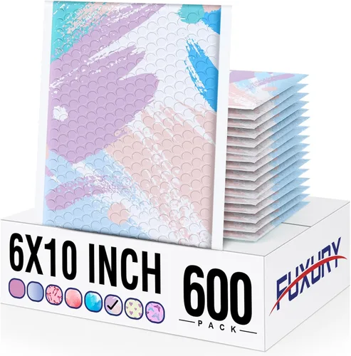 Miniatura 18 de Fuxury Sobres acolchados de burbujas de 6 x 10 pulgadas, sobres acolchados pequeños de acuarela azul, paquete de 100 sobres de burbujas
