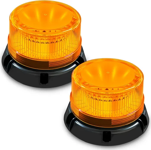 Miniatura 10 de Luces estroboscópicas inalámbricas ámbar para camiones, luz LED recargable de 3600 mAh con base magnética y ventosa, luces de precaución de peligro
