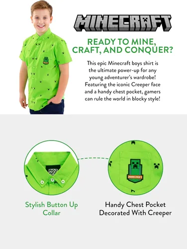 Miniatura 5 de Minecraft Camisa Creeper con botones para niño