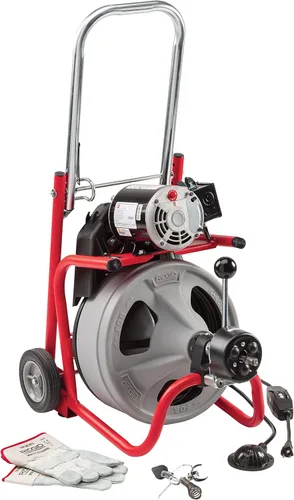 RIDGID K-400 Kit de máquina de tambor de limpieza de drenaje de 115 voltios con control AUTOFEED y cable C-32IW 3/8" x 75'