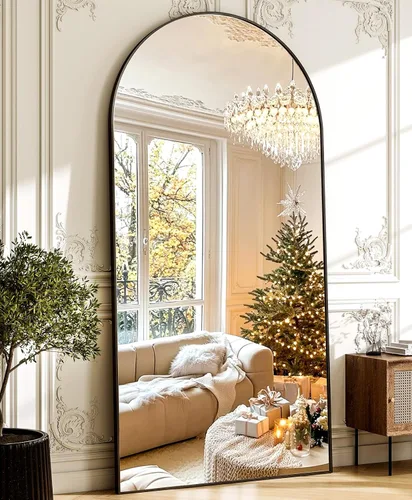 Miniatura 2 de GLSLAND - Espejo de pared con forma de arco de 34 x 76 pulgadas, espejo de cuerpo completo con marco de aleación de aluminio de alta definición