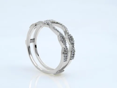 Miniatura 4 de Dazzlingrock Collection Anillo de boda con doble realzador de diamantes blancos redondos de 0.35 quilates en oro macizo de 10 quilates