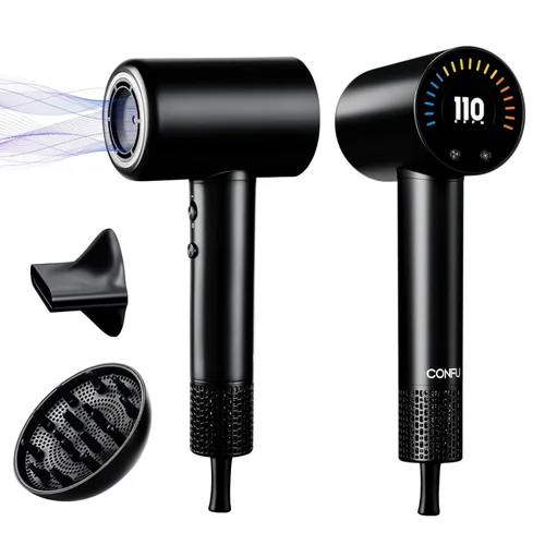 CONFU Secador de Pelo, Secador de Pelo de Secado Rápido de 110000 RPM con Difusor Magnético y Concentrador, Secador de Pelo Iónico Profesional