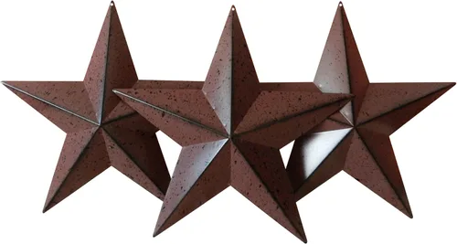 CVHOMEDECO. Country Rustic Antique Vintage Gifts Burgundy/Black Metal Grann Star Decoración de pared/puerta, 12 pulgadas, juego de 3.