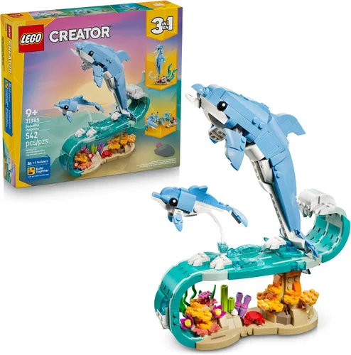 LEGO Creator 3 en 1 Animales Marinos: Hermoso Juego de Construcción de Delfines para Niñas, Niños y Niños, Edades 8+ - Regalo para Cumpleaños -