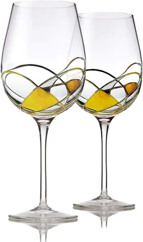 Miniatura 8 de Bezrat Juego de 2 copas de vino tinto, copa de vino pintada a mano, artículos esenciales para bebidas, 11 pulgadas de alto, vaso grande para amantes