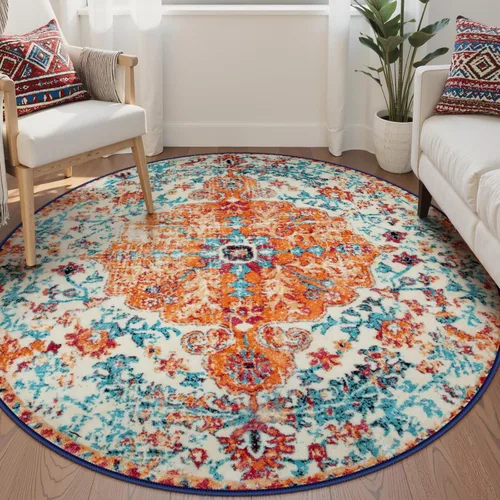 Miniatura 59 de Lahome Alfombra bohemia con medallón floral, 4 x 6 pies, color verde azulado, suave, lavable, antideslizante, apta para mascotas, alfombra