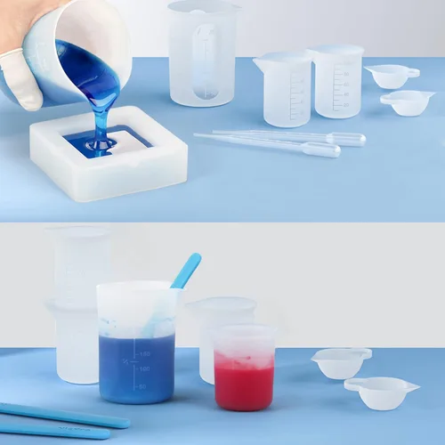 Miniatura 3 de Woohome Kit de herramientas de 58 tazas medidoras de resina, kit de herramientas de resina epoxi incluye 3 estilos de taza de medición de silicona