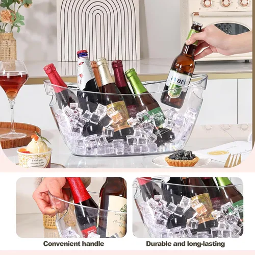 Miniatura 4 de Cubo de hielo, 2 unidades, cubos de hielo gruesos para fiestas, suministros de barra de mimosa, tina de bebidas para champán, cerveza, vino