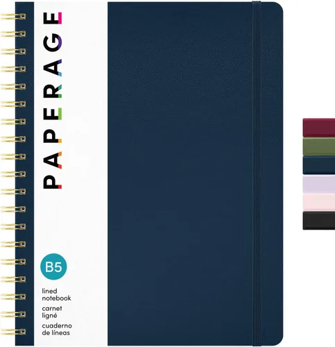 Miniatura 8 de PAPERAGE Cuaderno de espiral rayado, (azul marino, verde oliva, kraft), paquete de 3, 160 páginas, tamaño mediano de 5.5 x 8 pulgadas, papel grueso