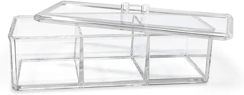 Miniatura 2 de Isaac Jacobs Organizador apilable rectangular de acrílico transparente de 3 compartimentos con tapa, bandeja de cajón multiseccional, solución