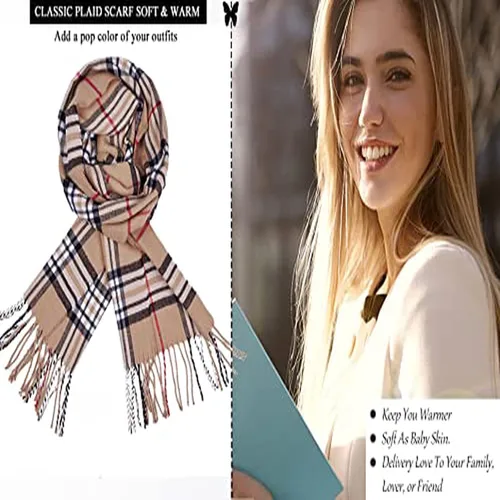 Miniatura 7 de Ausekaly Bufanda para hombre y mujer, bufanda de cuello de cachemira, bufanda de invierno, bufanda de otoño, más suave, clásica, cálida