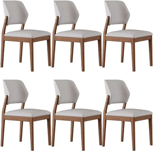 Miniatura 27 de YVYKFZD Wooden Dining Chairs Set, Leather Dining Room Chair, Upholstered Kitchen Chairs with Curved Backrest, Armless Living Room Chair, for Bedroom