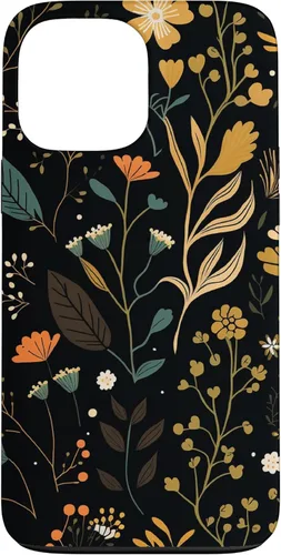 Miniatura 24 de Funda negra para iPhone 12/12 Pro con diseño floral, estética, simple, bohemio, moderno, flores botánicas