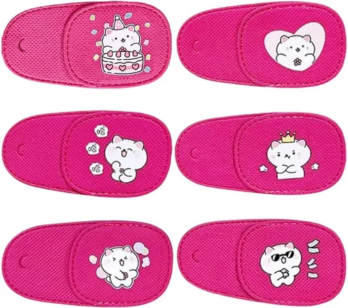 6 parches para ojos para niños, parche de ojo de gato rosa suave, para oclusión médica, reutilizable, sobre lentes para ojos perezosos, ambliopía,