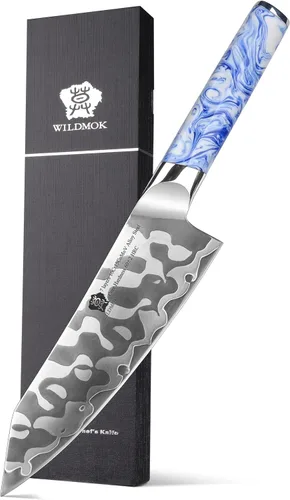 Miniatura 8 de WILDMOK Cuchillo utilitario de 5 pulgadas, cuchillos de frutas de cocina ultra afilados, cuchillo pelador de acero de aleación de 7 capas con mango