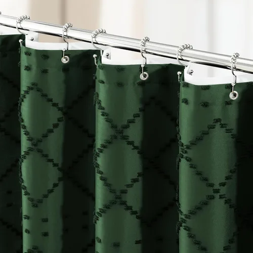 Miniatura 10 de Dynamene Cortina de ducha de tela de 36 x 72 pulgadas, diseño bohemio, geométrico, a rayas, para baño, juego de cortina de ducha estrecha gruesa