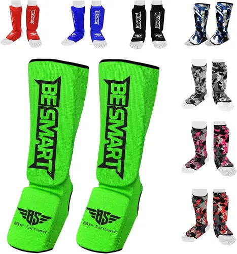 Miniatura 19 de Be Smart Espinilleras de Muay Thai MMA Kickboxing para Niños, Adultos, Jóvenes, Hombres y Mujeres, Protector de Empeine para Entrenamiento, Equipo