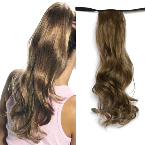 Miniatura 22 de Extensión de cabello sintético rizado con clip, cola de caballo larga, con clip, para niñas, mujeres y mujeres