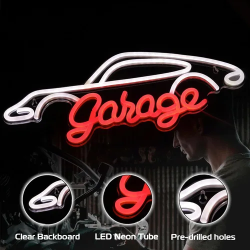 Miniatura 4 de Kavaas Letrero de garaje de neón, letrero de garaje LED para decoración de la habitación del coche Letrero de coche de neón para decoración