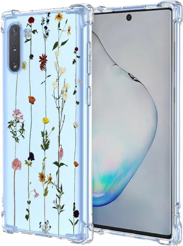 Funda para Galaxy Note 10 Samsung Note 10, Patrón Floral de Flores Transparente TPU Suave Parachoques Resistente a Golpes Anti-Rayones Funda Elegant
