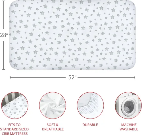 Miniatura 6 de Sábanas de cuna para niños o niñas, paquete de 4, sábana bajera ajustada para cuna de tamaño estándar y colchones para niños pequeños, sábanas