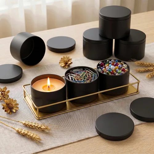 Miniatura 4 de SONVIIBOX Paquete de 24 latas de velas de 8 onzas, latas de velas negras para hacer velas a granel, tarros de vela de 8 onzas, frascos de lata