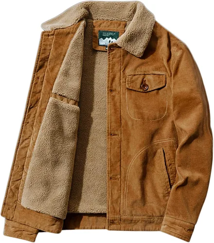 Miniatura 2 de Chaqueta de pana casual con forro de sherpa para hombre