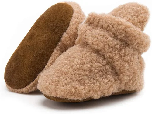 Miniatura 6 de Botines de forro polar para bebés, niños y niñas, pantuflas antideslizantes con agarre suave, zapatos de calcetín para recién nacidos, cuna