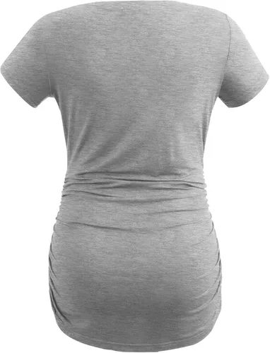 Miniatura 23 de Smallshow - Camiseta de maternidad para mujer, diseño de lados fruncidos, tipo túnica, prendas para el embarazo
