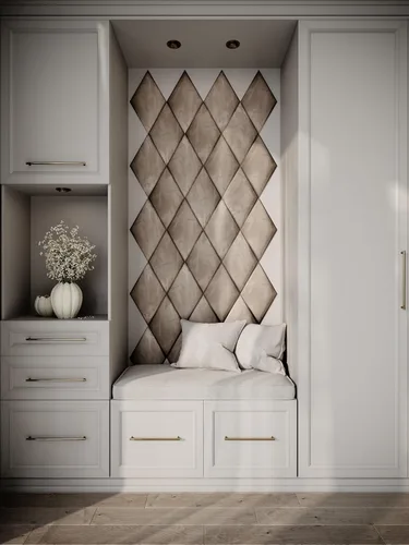 Miniatura 2 de Paneles de arte acústicos decorativos de terciopelo suave para pared, azulejos absorbentes e insonorizantes, tablones suaves (beige, 2 rombos