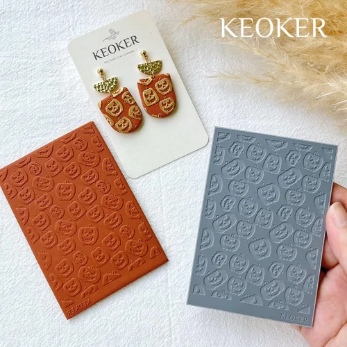 Miniatura 6 de Keoker Hojas de textura de arcilla polimérica para Halloween, tapete de textura de arcilla de Halloween para hacer aretes y joyas (No. 1-3)