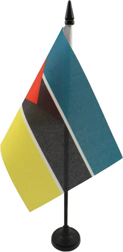 Miniatura 230 de AZ FLAG Sierra Leone Bandera de mesa 5'' x 8'' - Bandera de escritorio de Sierra Leona 21 x 14 cm - Bastón y base de plástico negro