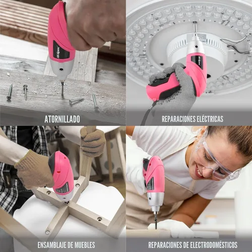 Miniatura 5 de Hi-Spec Destornillador eléctrico 27pc 3.6V rosa USB pequeño juego de destornilladores eléctricos. Inalámbrico y recargable con juego de puntas