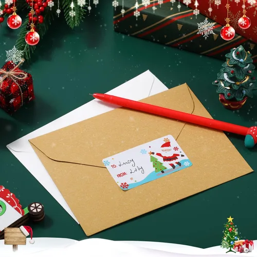 Miniatura 7 de Outus 500 etiquetas de Navidad, etiquetas autoadhesivas de regalo para regalos de Navidad, etiquetas de nombre de Navidad, etiquetas para papel