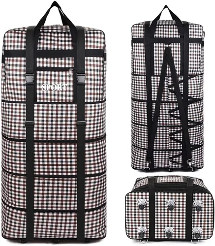 Miniatura 2 de Bolsa de viaje Oxford expandible extra grande con ruedas, impermeable, ligera, plegable, maleta, Entramado, Equipaje extensible central rígido