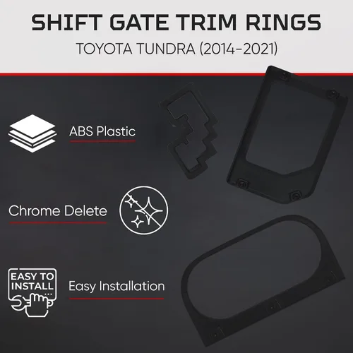 Miniatura 4 de AJT DESIGN Anillos de moldura para portavasos, palanca de cambios y puerta de cambio para Toyota Tundra (2014-2021), kit de eliminación de cromo