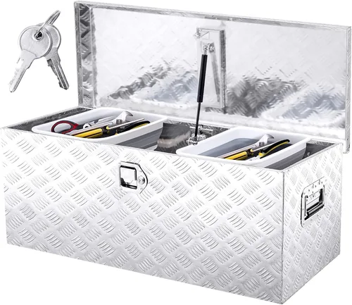 Miniatura 9 de Caja de herramientas de aluminio de 39 pulgadas de largo x 15 pulgadas de ancho x 14 pulgadas de alto, cajas de herramientas resistentes con 2