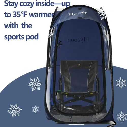 Miniatura 8 de Sports Tent Pop Up Shelter: Flycoop 37" L x 37" W x 63" H Weather Sports Pod for 1 Person Shelter in Winter Portable Camping Tents Outdoor Cold Azul