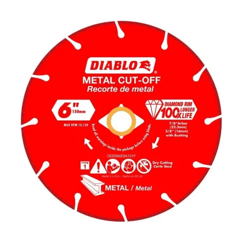 Miniatura 13 de Diablo Disco de corte de metal de diamante para metal, durabilidad extrema y larga vida útil, segmentado, 5 pulgadas de diámetro, eje de 7/8