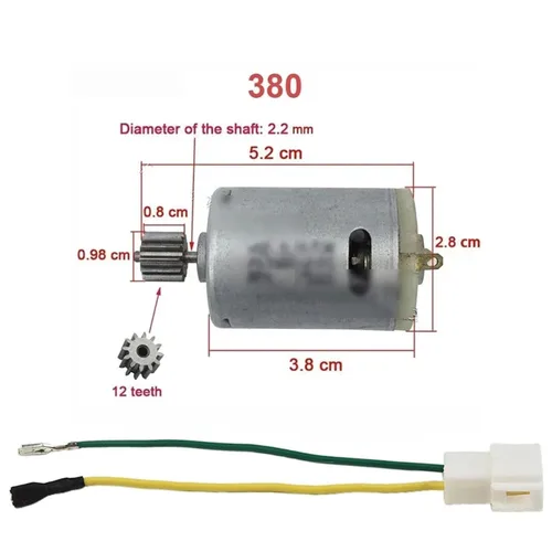 Miniatura 2 de Motors for Kids Electric Car RS550 RS390 RS380 24V 12V 6V DL555 10/12 Teeth Children's Electric Vehicle Motor Replace Tool Part(12T 390 12V 20000RPM)