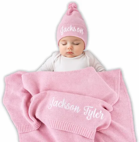 Miniatura 11 de Manta de bebé personalizada, 100% certificado GOTS, manta de envolver personalizada con nombre, mantas de recepción para niños y niñas, regalos Azul