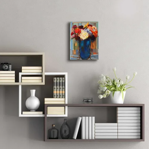 Miniatura 6 de Epic Art 'Flores en un jarrón azul' por Hooshang Khorasani, arte de pared de vidrio acrílico, 12 x 16 pulgadas