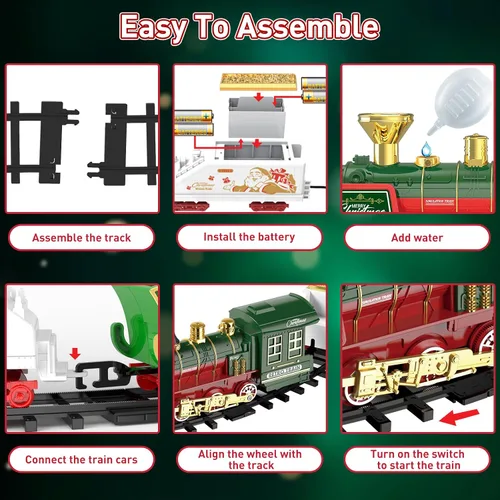 Miniatura 5 de TERRAMUS Juego de tren de Navidad – Juguetes de tren colgante con luz ahumada y sonido para niños y niñas, juego de tren alrededor debajo del árbol