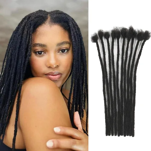 Extensiones de rastas de cabello humano 100% real, de 0.1 in, 8 pulgadas, 10 hebras para hombres y mujeres, con cobertura de cabeza completa, hechas