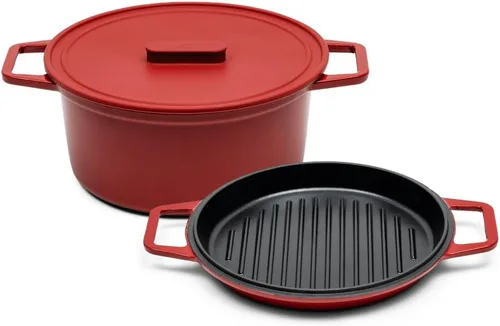 Miniatura 11 de Misen Horno holandés de hierro fundido esmaltado de 7 cuartos de galón, revestimiento de esmalte resistente a las astillas, núcleo de hierro grueso
