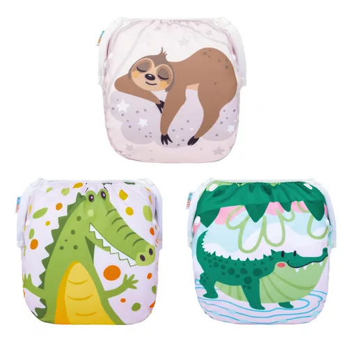 Miniatura 121 de Alva, Pañales de bebé para nadar, paquete de 2 unidades, talle único, reutilizable, lavable y ajustable de 0 a 36 meses. Tamaño de 10 a 40 lbs